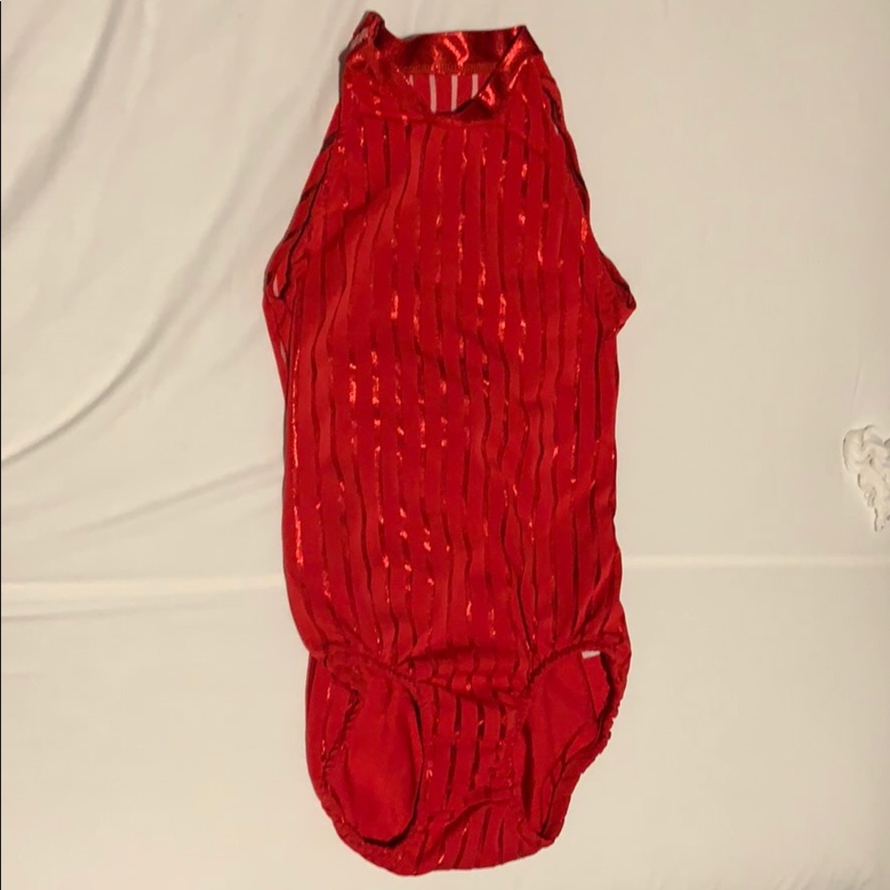 Girls red shimmer dance leotard